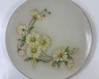 Plato de porcelana vintage Hutschenreuther Selb LHS alemán amarillo con estampado floral de 21,5 cm (8,5 pulgadas)