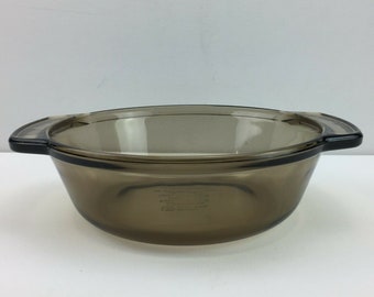 Anchor Ovenware Casserole 8.25in Diameter 1.5QT Brown Amber Glassware Cook Bake