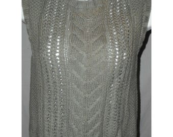 Sarah Taylor Womens Hand Knit Olive Green Sleeveless Cable Knit Sweater Sz Small