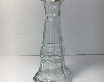 Libbey Gibraltar Clear Glass Rook Bud Vase Candle Stick Holder Vintage