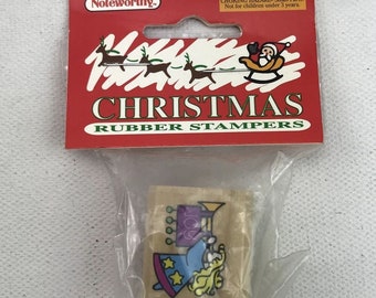 Vintage Noteworthy Christmas Rubber Stampers Angel Joy Trumpet Craft Supply Stamp