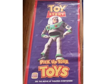 Vintage 1995 Burger King Kids Meals Toy Story Movie Advertisement Banner 70" x 36"