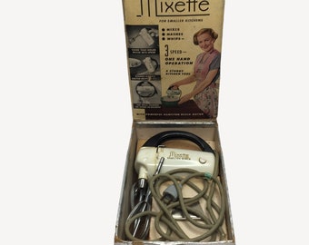 Vintage Collectible Hamilton Beach Mixette 3 Speed One Hand Mixer Original Box
