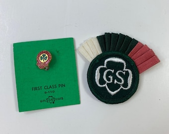 Vintage Girl Scouts First Class Pin Cockade Badge Patch for Beret Hat