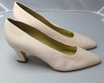 Nine West Womens Soft Powder Pink Leather Heels Pumps Size 9
