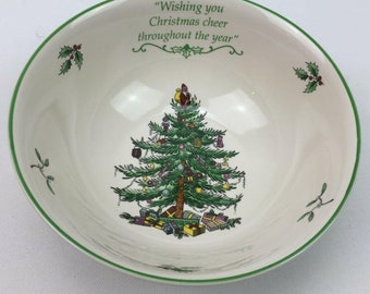 Vtg Spode Christmas Tree Revere 2 Qt Bowl Legend Wishing Cheer Porcelain China