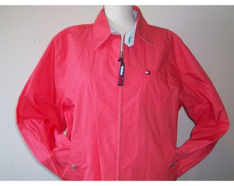 Vintage 90s Tommy Hilfiger Woman's Coral Lightweight Summer Jacket Size Medium