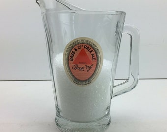 Bass & Cos Pale Ale Glass Beer Pitcher Ratcliff and Gretton Triangle Trade Mark