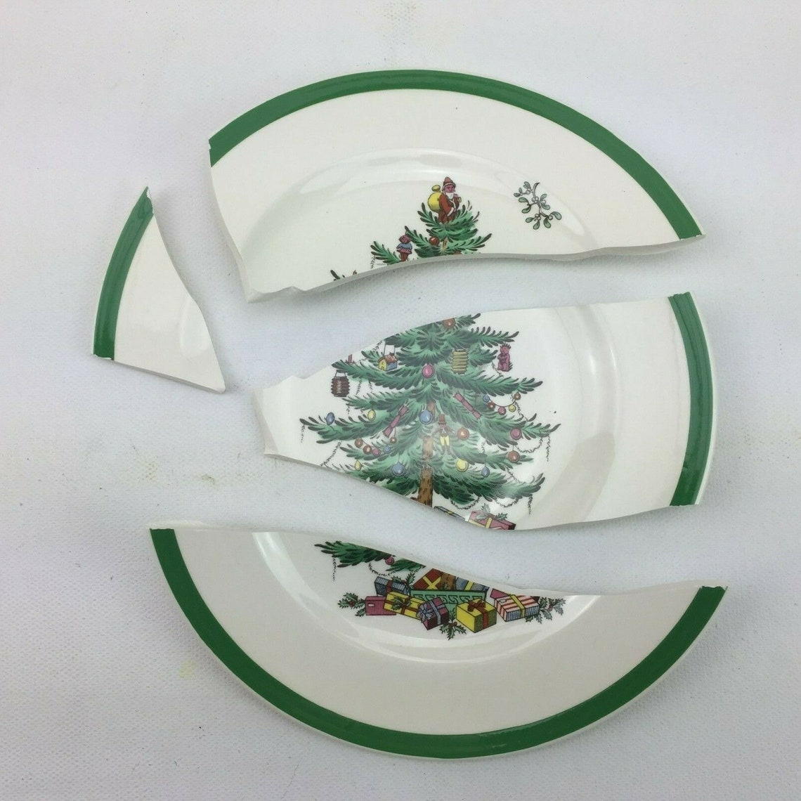Vintage Spode Christmas Tree Plate Broken Mosaic Tiles Craft Etsy