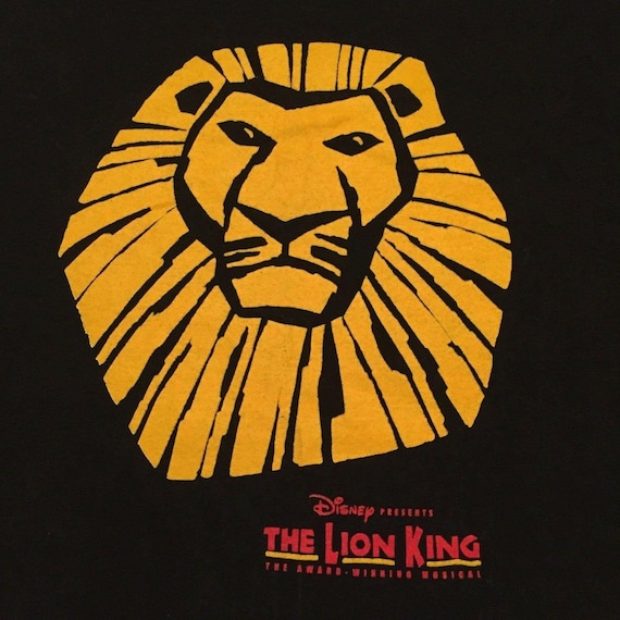 ライオンキング キャラクターＴシャツ  ブラック THE LION KING ディズニー Disney ミュージカル LOS ANGELES PANTAGES THEATRE 半袖 character プリント キャラT 古着【中古】WV2504-R0252 Vintage the Lion King Musical Los Angeles Pantages Theatre Black T