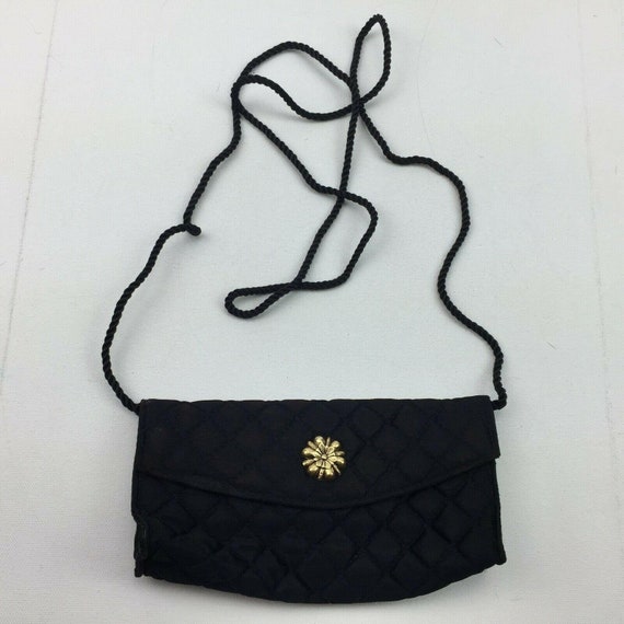 Vintage Black Quilted Lancome Purse Handbag With Definicils Mascara