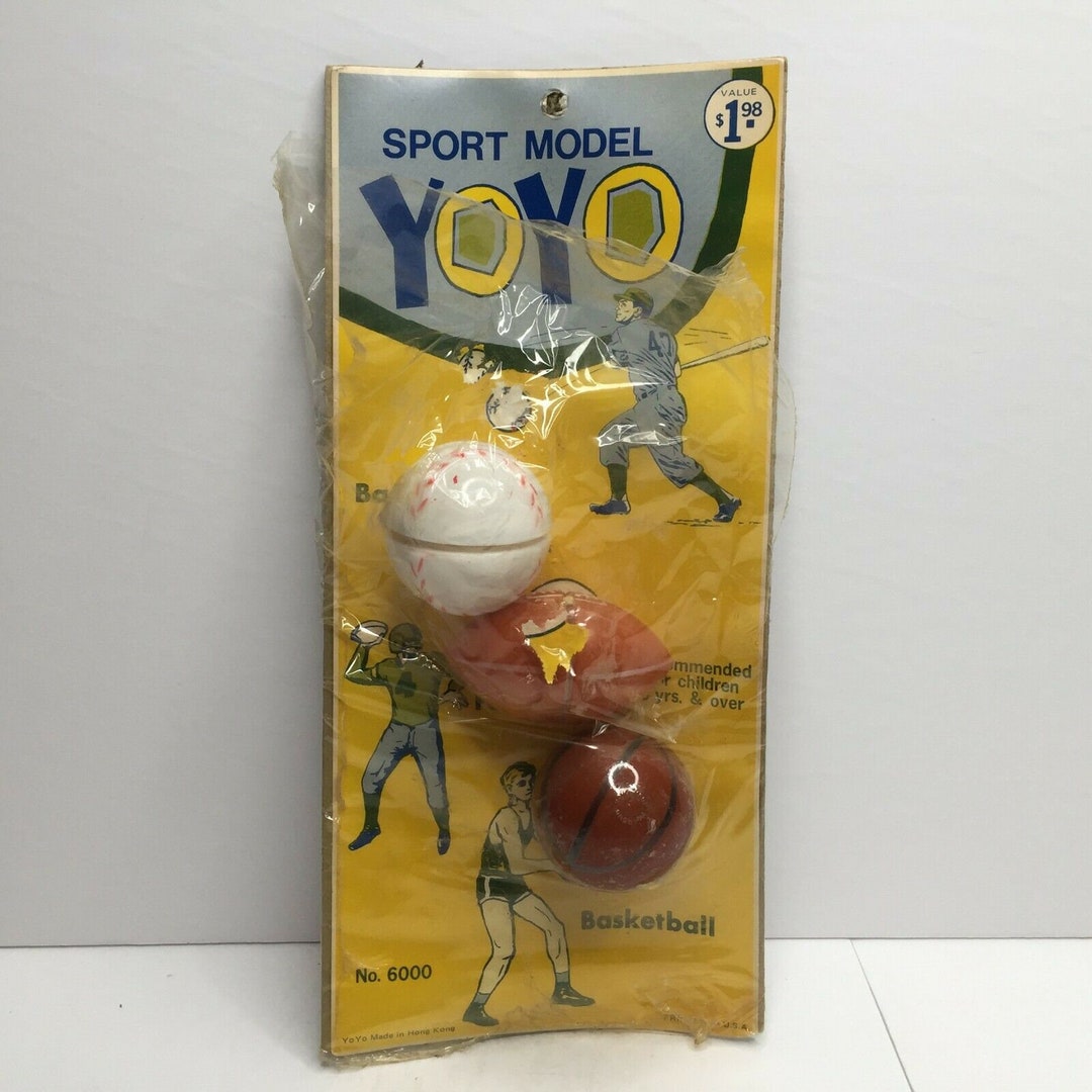 Vintage Sport Model Yo Yo Basketball Baseball Football Set Classic Toy