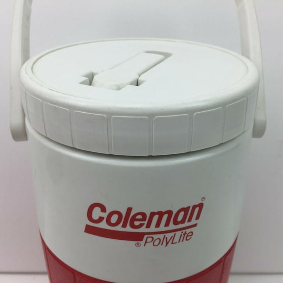 Vintage 90s Coleman 5590 Polylite 1/2 Gallon Water Cooler Jug, Red & White  Rare