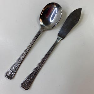 Vintage Interpur FLORENZ Stainless Steel Flatware Tea Spoon & Butter Knife Set