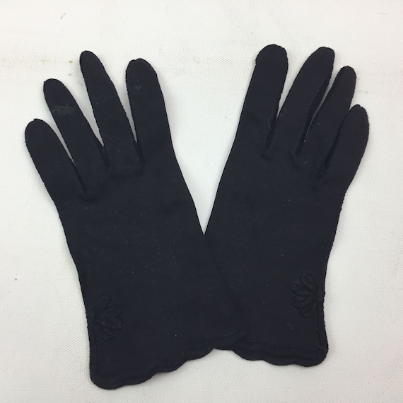 Vintage 50s Womens Black Scalloped Church Gloves Accessories - Etsy