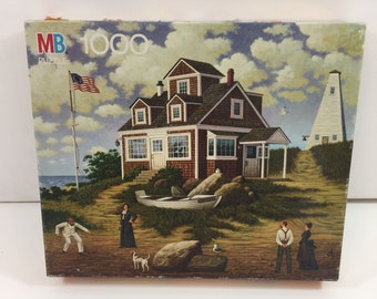 Charles Wysocki's Americana MB 1000 Piece Puzzle 4679-11 Lake House Lighthouse