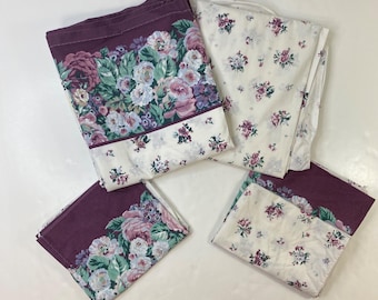 Juego de sábanas vintage de los años 90 de J.C. Penney, tamaño Queen, de algodón y poliéster con estampado floral. Incluye tapa ajustable.