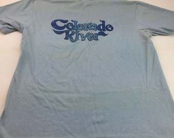 vintage années 80 Hanes Beefy Colorado River Single Stitch T-Shirt Large 42-44