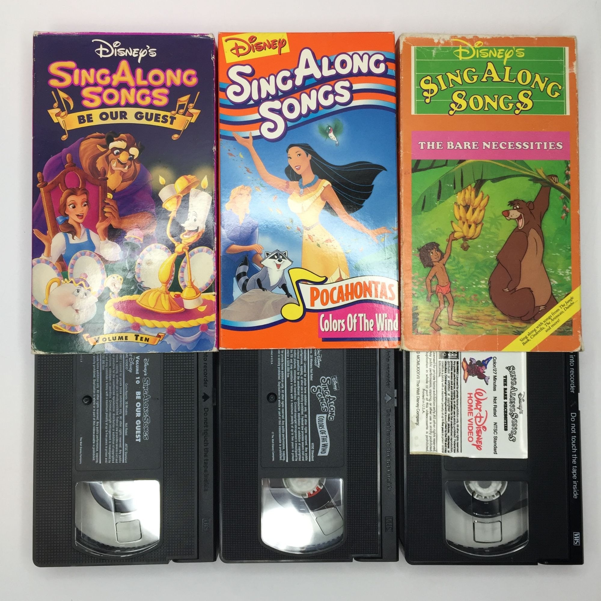 Vintage Set 6 Disney's Sing Along Songs VHS Be Guest Fun Music