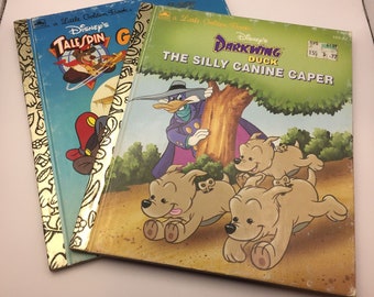 Vintage Little Golden Book Lot 2 Disney Talespin Ghost Ship Darkwing Duck Canine