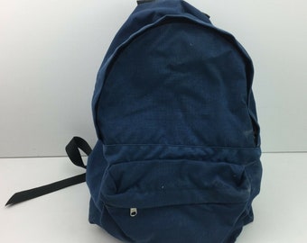 Vintage des années 80 sac à dos bleu marine cartable école 16" style rétro voyage garçons filles