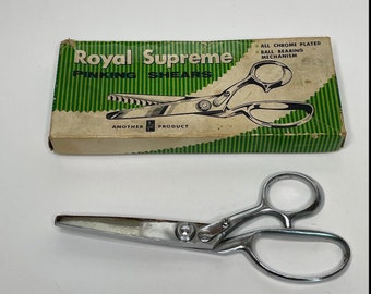 Vintage Royal Supreme Pinking Shears Chrome Plated Ball Bearing Mechanism