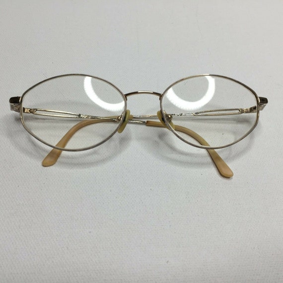 Vintage Eyewear Glasses Gold Rimmed Round Oval Fra