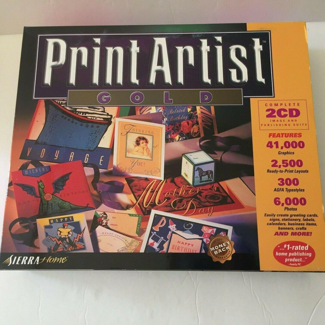 Print Artist Gold Vintage Computer Software Sierra Homewindows 95 Mac