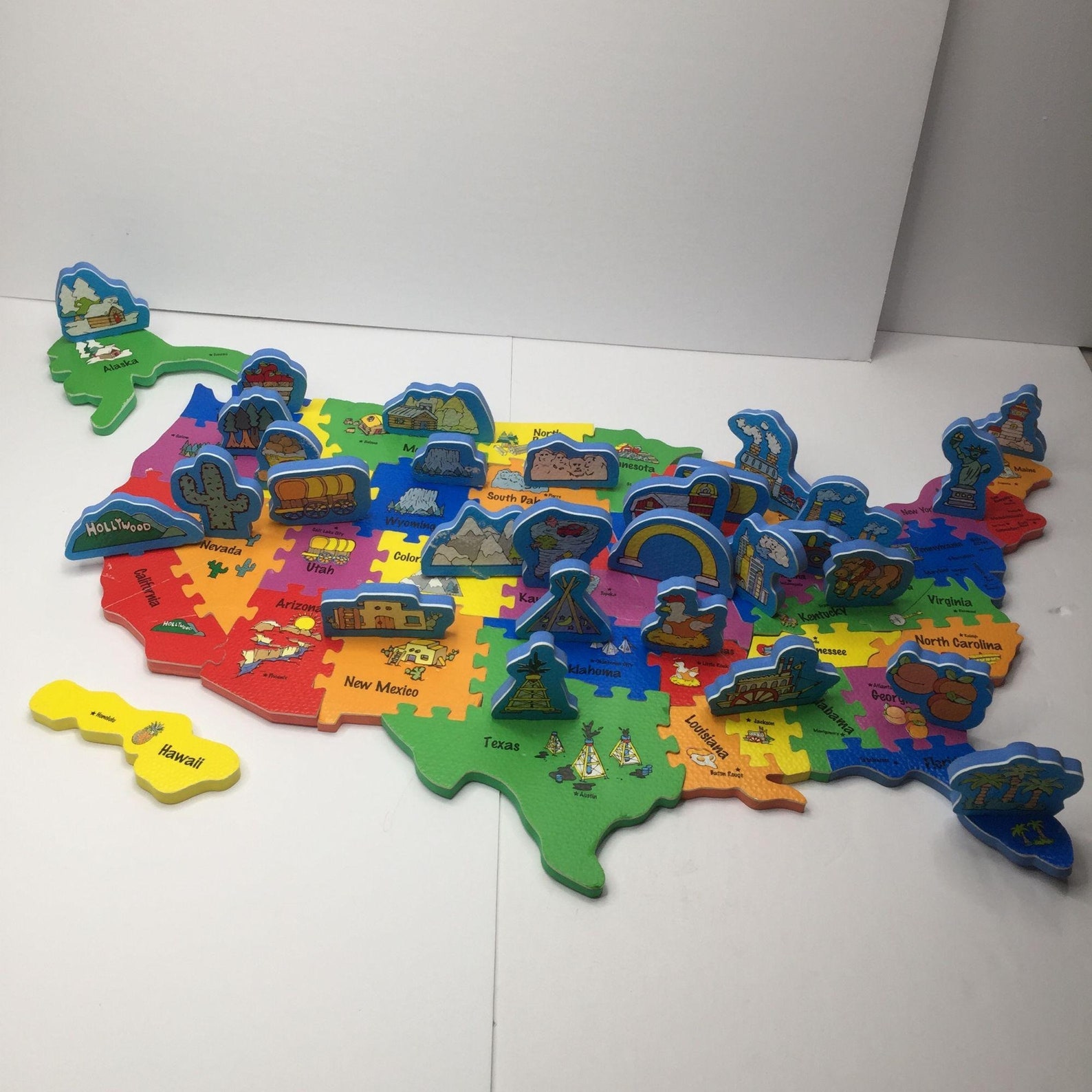 Vintage 90s United States Large Map Foam Floor Puzzle Etsy