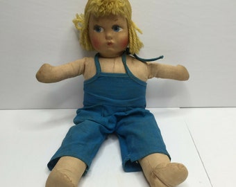 vintage Blonde Soft Body Baby Doll Overall Head Turns 10.5 »