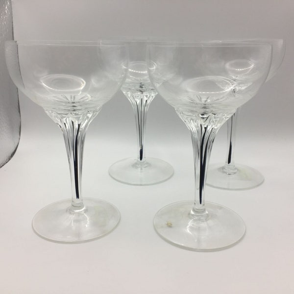 Set of 4 Vintage Belfor Crystal Exquisite Coupe Champagne Wine Glasses Stemware