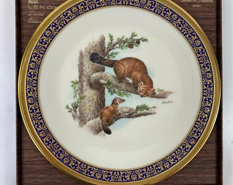 Vintage Lenox Boehm 1981 Limited Edition Woodland Wildlife "Martens" Plate
