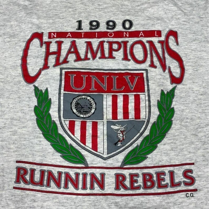 Vintage Softee UNLV Runnin' Rebels Men's 1990 National Champs Tshirt ...