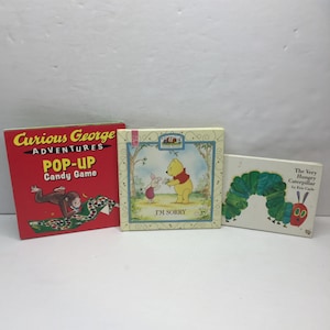 Lot 3 Kid Books Curious George Candy Game Pooh I'm Sorry Very Hungry Caterpillar
