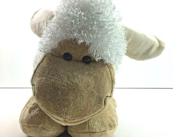 Peluche de cordero blanco bebé de 30 cm con pelo rizado blanco