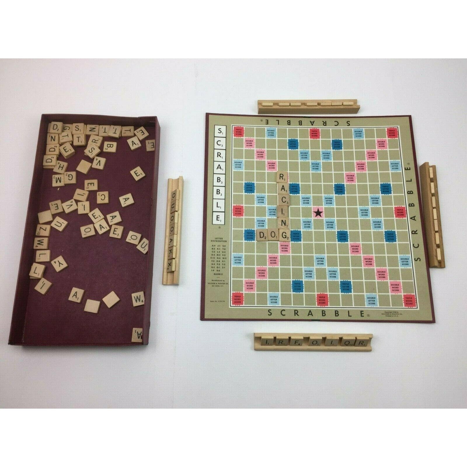 VTG 1953 SCRABBLE CROSSWORD BOARD GAME SELCHOW & RIGHTER replacement tiles 