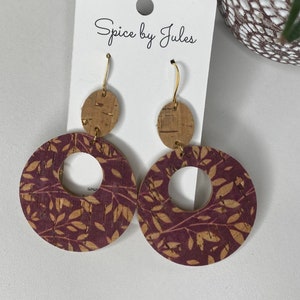 The Sedona Earrings, Merlot Birch Cork Earrings image 2