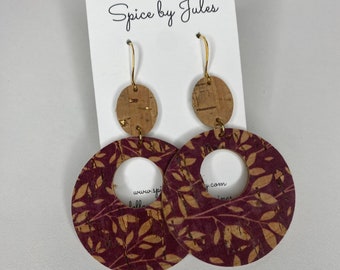 The Sedona Earrings, Merlot Birch Cork Earrings