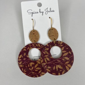 The Sedona Earrings, Merlot Birch Cork Earrings image 1