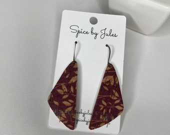 The Lisbon Earrings, Merlot Birch Cork Wedge Earrings