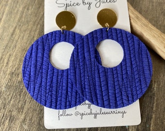 The Tahoe Earrings, Gorgeous Royal Blue Leather with Stunning Gold Posts