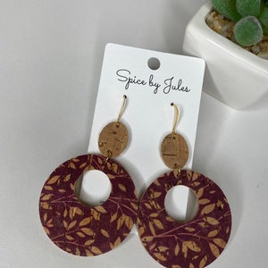 The Sedona Earrings, Merlot Birch Cork Earrings image 3