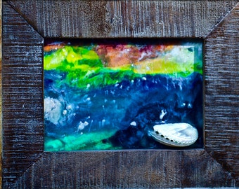 By the Sea - Abstract Encaustic Painting (Mixed Media)