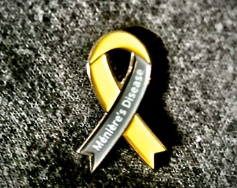 Ménière’s Disease Awareness Ribbon Pin - Gold & Silver (Yellow and Gray) Hearing Disorder Awareness Vertigo Tinnitus