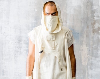 Máscara Metta Blanca: Capucha Ninja de Bambú - Máscara Antipolvo de Burning Man