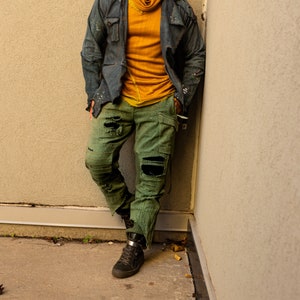 Japanese Hikaru Military Jeans Green, Loungewear Fashion Pants, Hippie Pants, Stylish Japanese Trouser, Harajuku Clothing, Travel Jeans