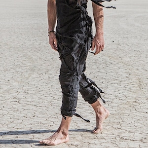 Transcend Pants Black- Mens Harem Pants, Drop Crotch, Mens Pants,  Avantgarde, Cyberpunk Clothing, Boho Pants Shorts, Burning Man, Ceremony