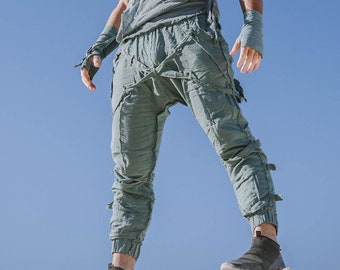 Transcend Pants Steel Blue、バンブーハーレムパンツ：バーニングマンフェスティバル衣装