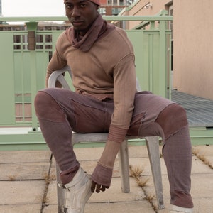 Mauve Japanese Sweatpants: Streetwear Ninja Samurai Pants