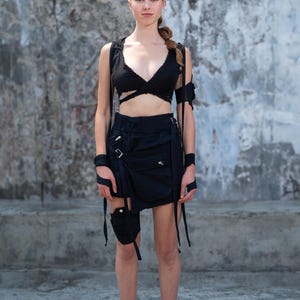 Obsidian Black Bamboo Vest: Burning Man Cyberpunk Techwear